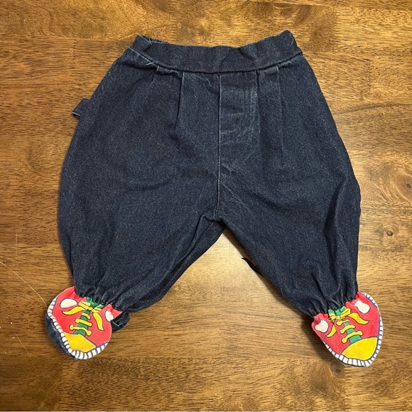 None Other - Vintage 90's Y2K 6-9 Month Baby Jeans With Stretchy Waist And Sneaker Footies
